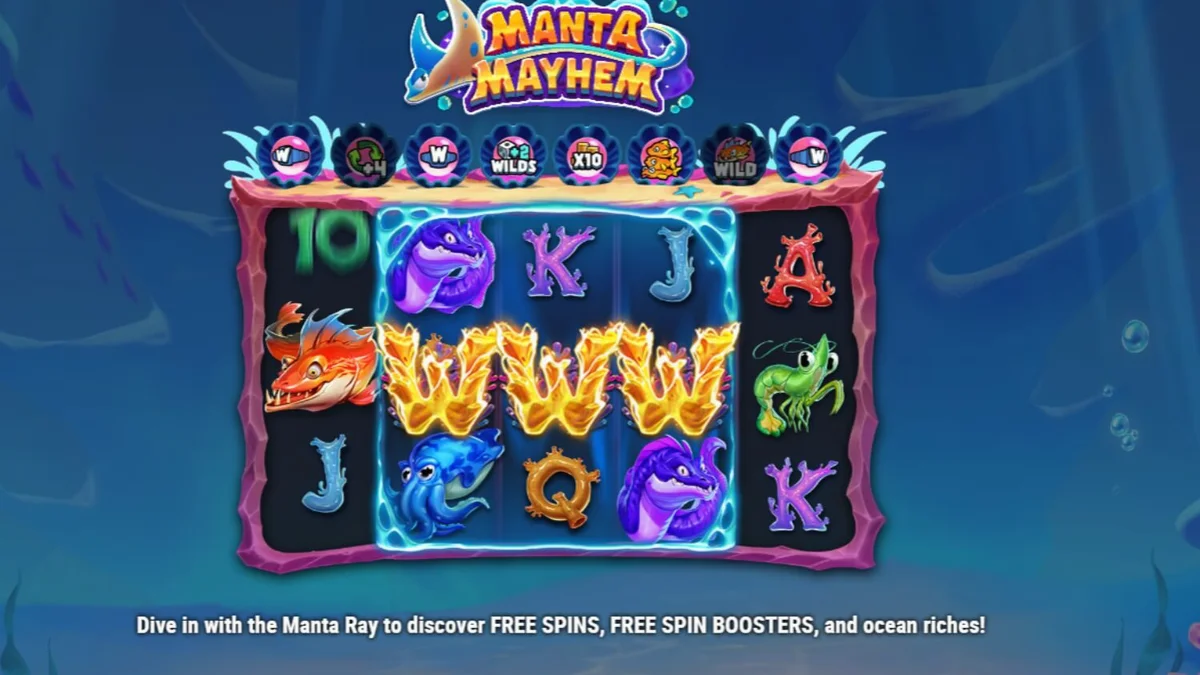 Manta Mayhem slot game underwater theme